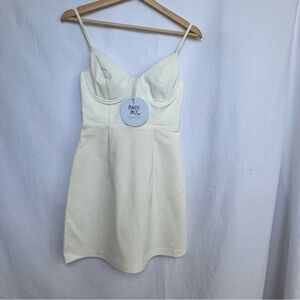 Princess Polly Novella Mini Dress NEW White Cotton Blend Size 4